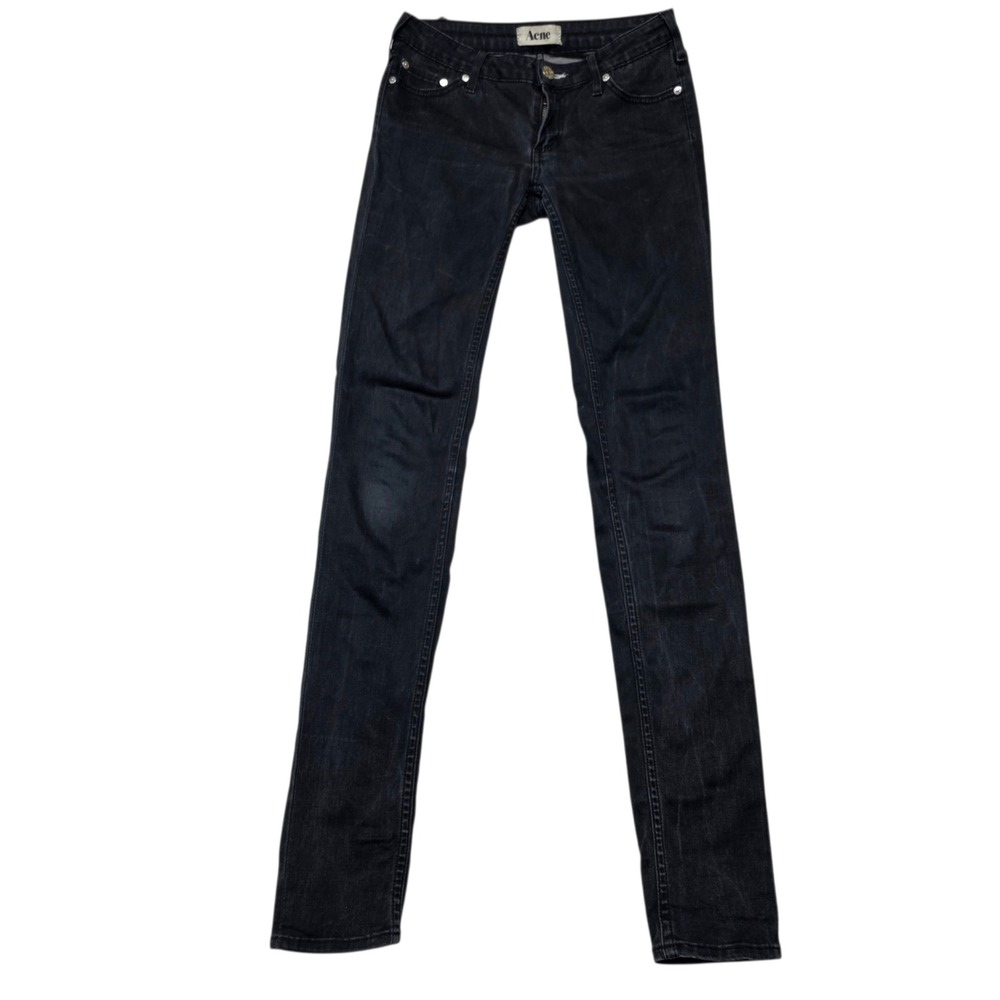 Acne‎ Studios Kex Wet Black Jeans Womens 27/34 Skinny Denim Low Rise Stretch
